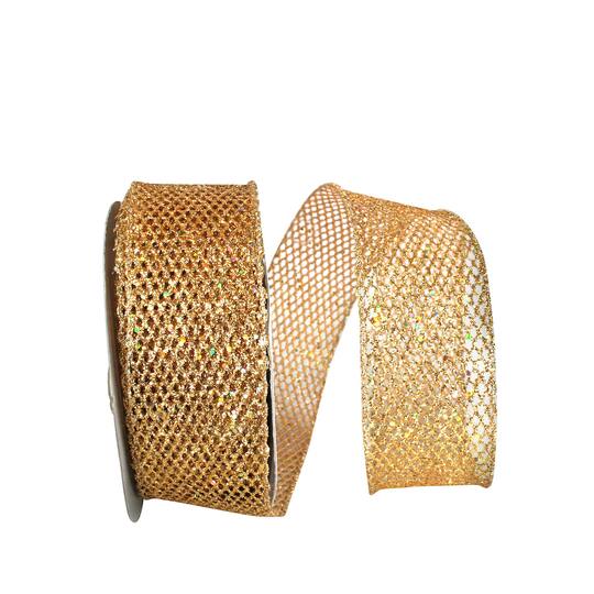 JAM Paper 2.5" x 25yd. Wired Grand Net Glitter Ribbon